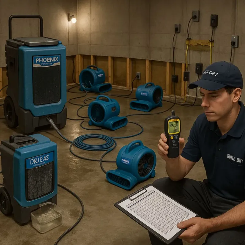 Structural Drying and Dehumidification process in Whiteland, IN